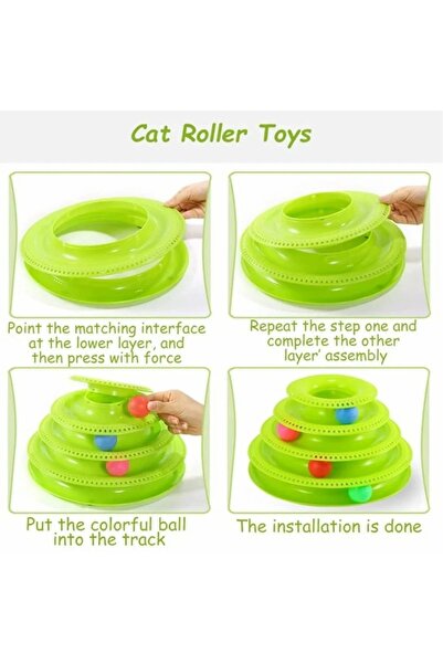 Generic لعبة قطط فريدة على شكل يقطينة مع قرص دوار ثلاثي المستويات