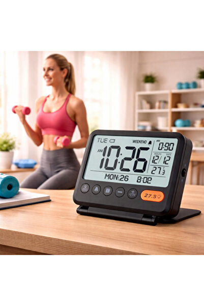 MultiZone LCD Dijital Katlanır Masa Saati Çalar Saat Takvim Sıcaklık Gösterge...
