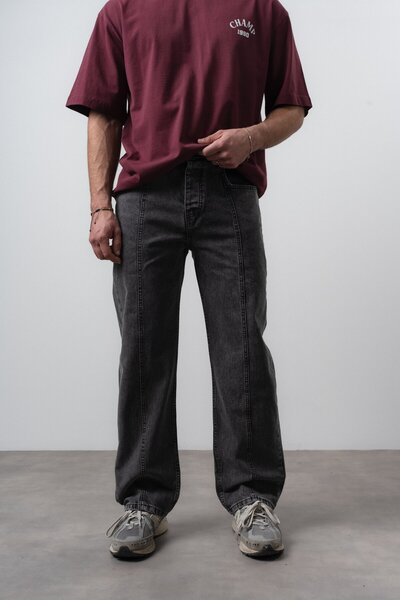 Respire Blugi largi pentru bărbați cu cusături frontale, antracit