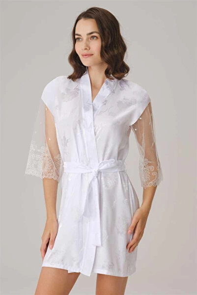 Anıl Dodes Dodes Dowry Dress Long Sleeve V-Neck Satin Plain Summer Mini Lace ...