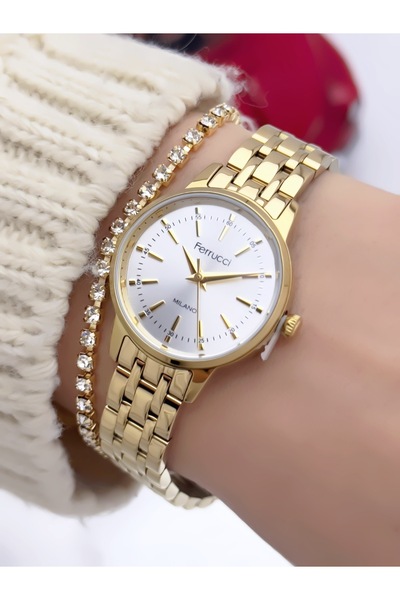 Ferrucci Steel Strap 2 Year Warranty 3 Atm Waterproof Women's Wristwatch + Br...