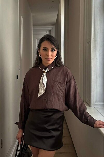 Varyete Women's Comfortable Fit Scarf Shirt