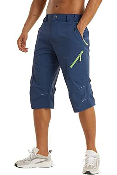 Kefitevd Blue 3/4 sport trousers for men, lightweight, breathable, 32