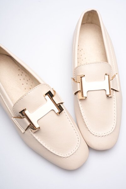 FRESCO SCARFS Women's Beige Stylish Buckle Casual Shoes Tr27Ms05B