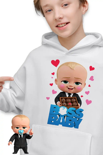 OEM Момчешки шоколадов суичър с качулка за Свети Валентин  "Бос Бейби "