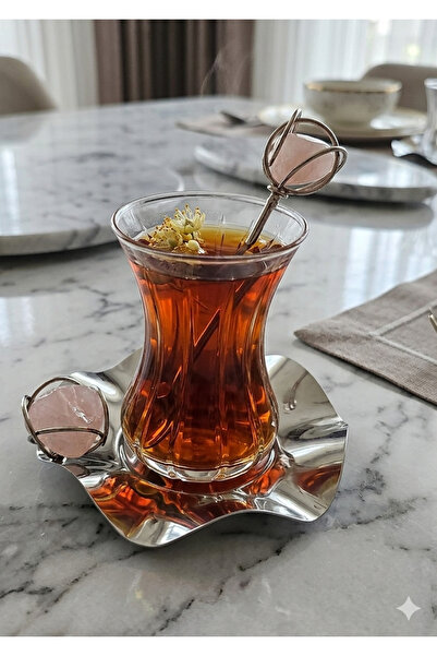 Turkish Store İstanbul Natural Stone Pink Tea Set