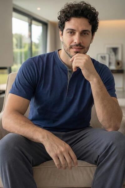 Pijamaevi Σετ Ανδρικών Πιτζάμες Signature Navy με Κοντό Μανίκι και Λεπτομέρει...