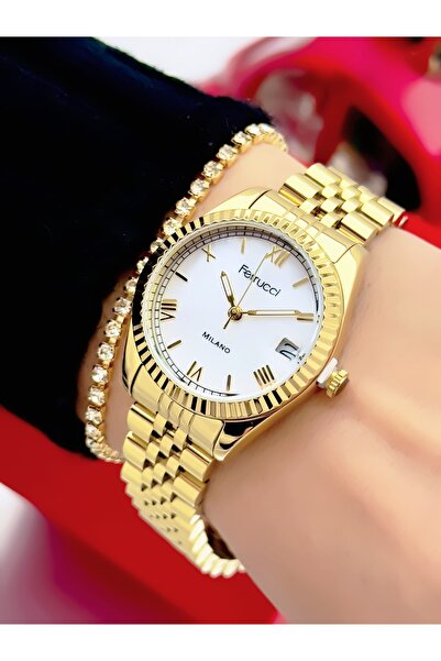 Ferrucci Steel Strap 2 Year Warranty 3 Atm Waterproof Women's Wristwatch + Br...