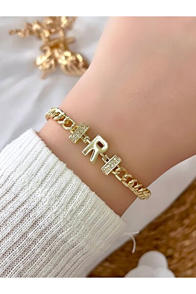 KBC STORE Minimal Chain Bracelet with Letter (Letter R)