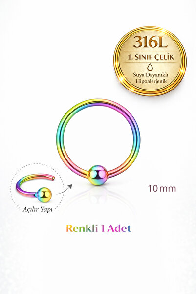 Sacce Scarves&Accessories 316L Cerrahi Çelik Sabit Toplu Halka Piercing Hızma...