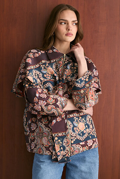 ASEDERA Καπέλο ζακάρ με μοτίβο, λεπτομέρειες βολάν και σάλι