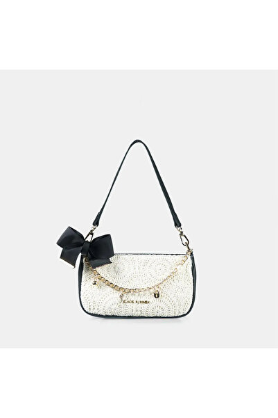 Black Ribbon Chain Women's Baguette Bag