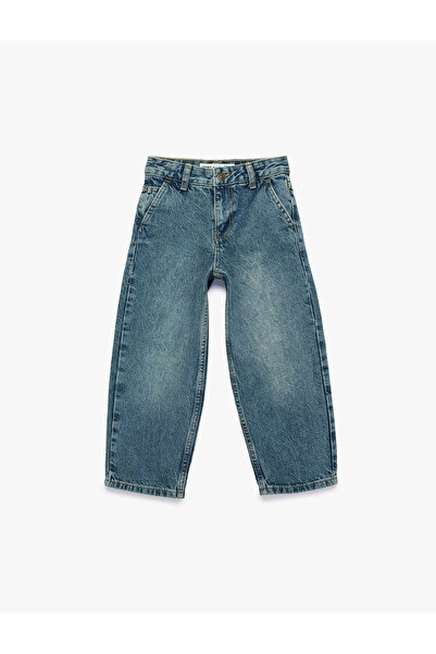 Koton Φαρδύ τζιν παντελόνι για αγόρια σε χρώμα πετρόλ 6SKB40046TD