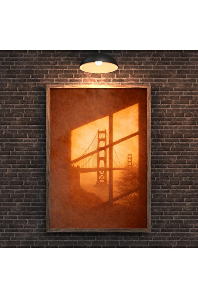 Tuba Decor Tablou dintr-o singură bucată cu ramă din lemn Golden Gate Bridge