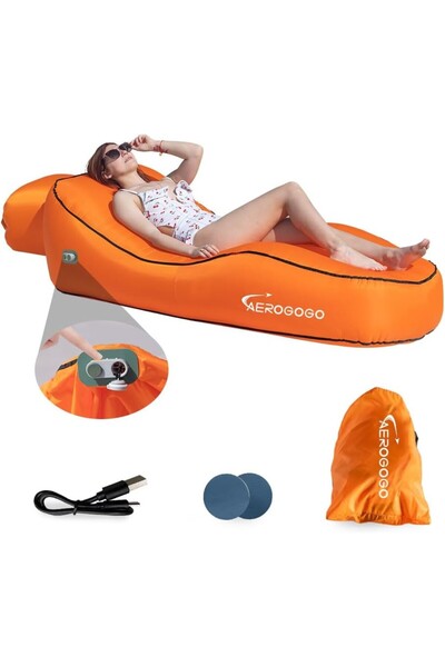 AyrStore CS1 Tek Tıkla Otomatik Şişme Şezlong Havalı Koltuk Sandalyesi, Dahil...
