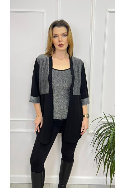 Marka Sequin Detailed Two-Piece Set Blouse and Cardigan