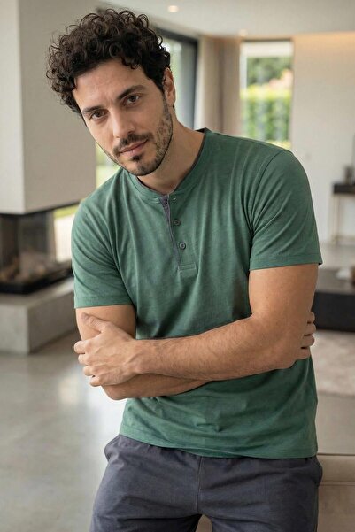 Pijamaevi Premium Forest Κομψό Ανδρικό Σετ Πιτζάμες με Κοντό Μανίκι και Λεπτο...