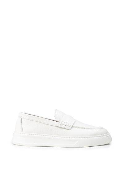 Deery Men's White Genuine Leather Loafer Shoes