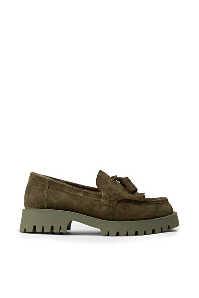 Deery Women's Genuine Suede Green Tasseled Loafer