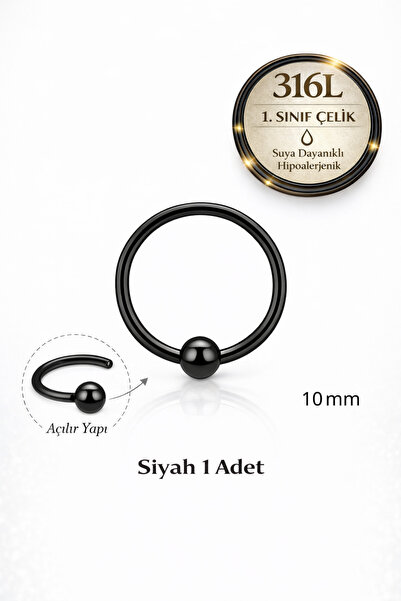 Sacce Scarves&Accessories 316L Cerrahi Çelik Sabit Toplu Halka Piercing Hızma...