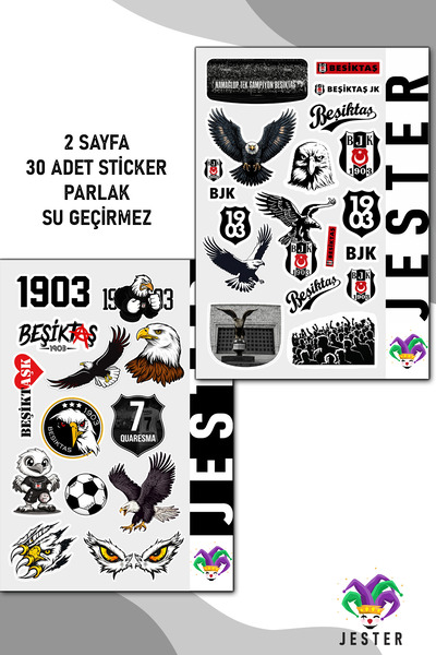 Jester Beşiktaş 2'li Sticker, Çıkartma, Günlük, Ajanda, Planlayıcı, Bullet, J...
