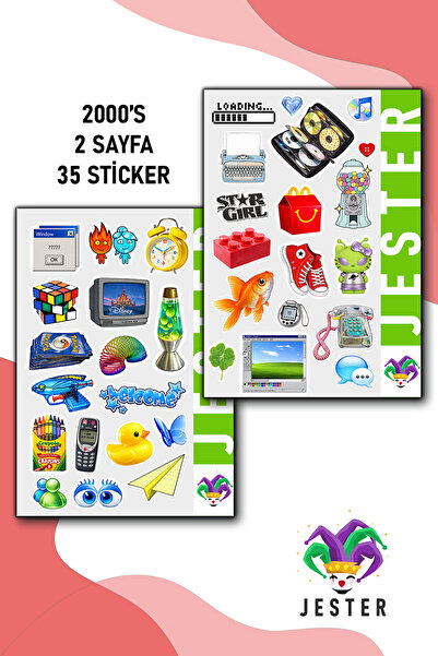 Jester 2000's 2'li Sticker, Çıkartma, Günlük, Ajanda, Planlayıcı, Bullet, Jou...