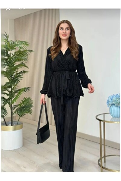 verabelle طقم مكون من قطعتين: تنورة بياقة مزدوجة الطبقات وبلوزة مطوية من الأسفل