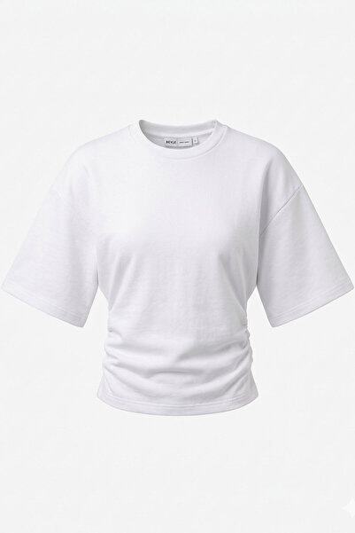 MAGARDE Μπλούζα με μανίκια νυχτερίδα και κορδόνια - ΛΕΥΚΗ