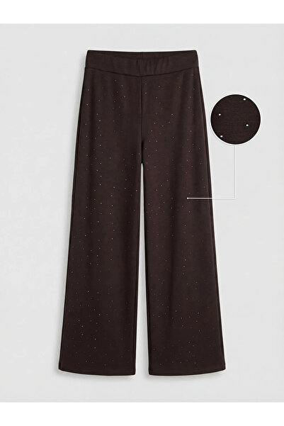 LC Waikiki LCW Comfort Kahverengi Soft Touch Taşlı Kadın Eşofman Altı