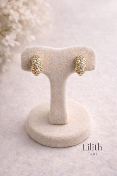 LDY Zircon Stone Gold Color Oval Earrings |   Stylish & Radiant Jewelry for E...