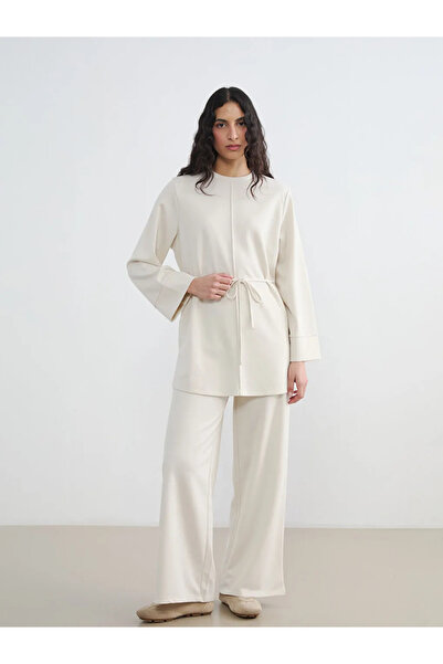 LC Waikiki LCW Modest Bej Beli Lastikli Soft Touch Kadın Eşofman Altı