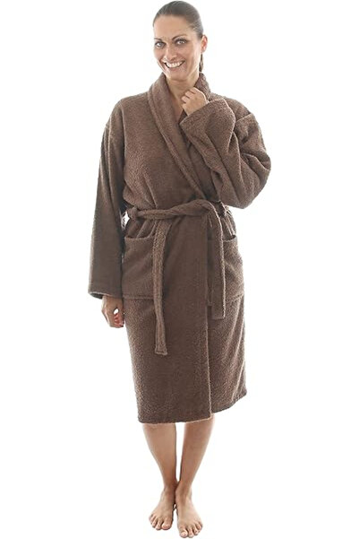 OEM Unisex cotton bathrobe, brown, soft, super absorbent, M
