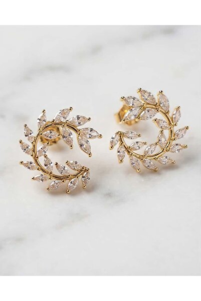 Portakal Esintisi أقراط سيزار زيركون ستون ستيل شوبينغ المصنوعة من الفولاذ