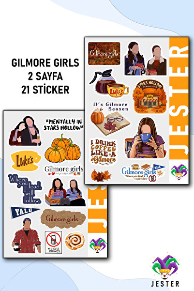 Jester Gilmore Girls 2'li Sticker, Çıkartma, Günlük, Ajanda, Planlayıcı, Bull...