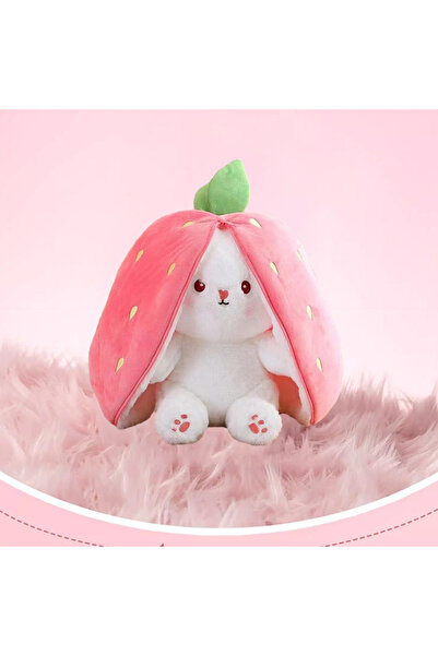 OEM Плюшено зайче, скрито в ягода – трансформираща се възглавница с цип, 25 с...