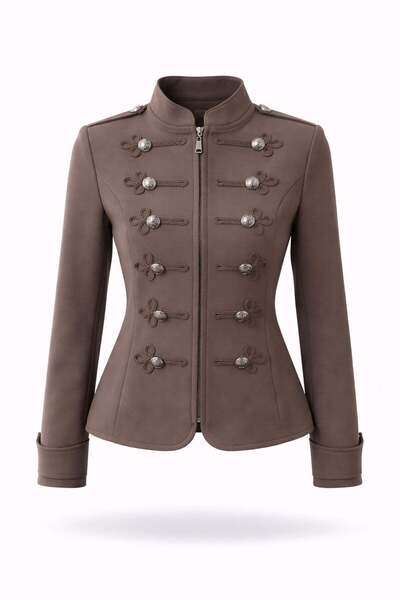 5in1Canpolat Brown Napoleon Blazer Jacket 9729