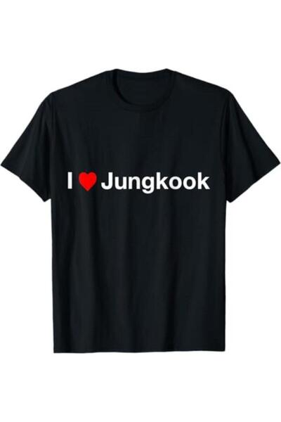 OEM Персонализирана винилова тениска - I LOVE JUNGKOOK - BTS, 100% памук, черна