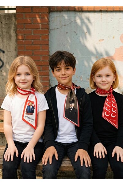 Mavi Masal Portret Ataturka, potpisani set od 3 deo dječjih šalova sa polumes...