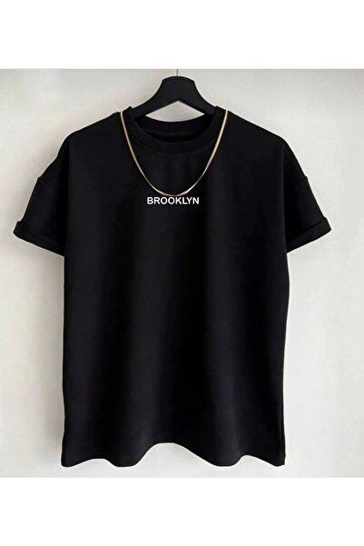 ALİ.COM Unisex Brooklyn Letter Printed Oversize T-shirt