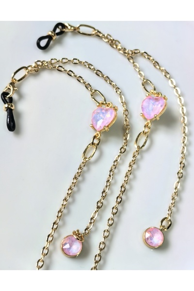 THİNBLACK Glasses Chain with Candy Pink Heart Figure