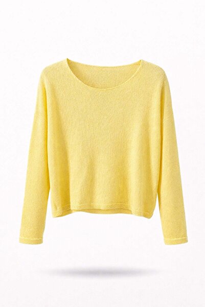 5in1Canpolat Yellow Crew Neck Seasonal Knitwear 251007