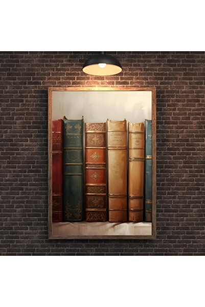 Tuba Decor Pictură într-o singură bucată cu ramă din lemn, cărți veche