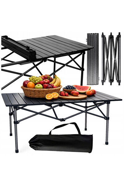 varioshop Folding Camping Table with Aluminum Frame and Carry Bag