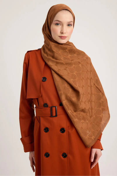 Maisa Neda Cotton Silk Shawl 70*190 cm - Taba