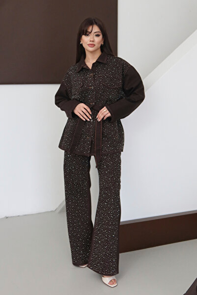 ASEDE مجموعة تشكيلة بريميوم تاشي سيريز: طقم جينز دنيم بحزام وتفاصيل جيبية، يت...