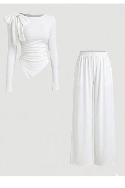 blck & premium Bow Detailed Set Ottoman Fabric Usa Trend - Do9342