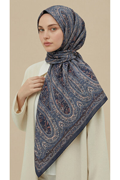 Karaca VİRELLA 120*120 CM DESENLİ COTTON EŞARP - LACİVERT