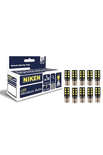 Niken Premium T10 LED Ampul Seti 10 Adet - 12-24V Yüksek Işık Gücü ve Ultra U...