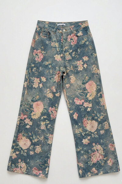 MAGARDE Premium Floral Patterned Trousers - Blue