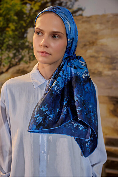 Maisa Göknar Mulberry Silk Scarf 90*90 cm - Blue
